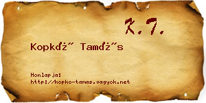 Kopkó Tamás névjegykártya